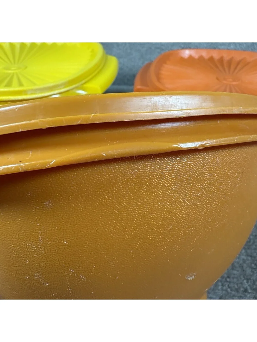 Vintage Tupperware 10 Servalier Bowls 886, 836, 838, w/Lids Orange & Yellow
